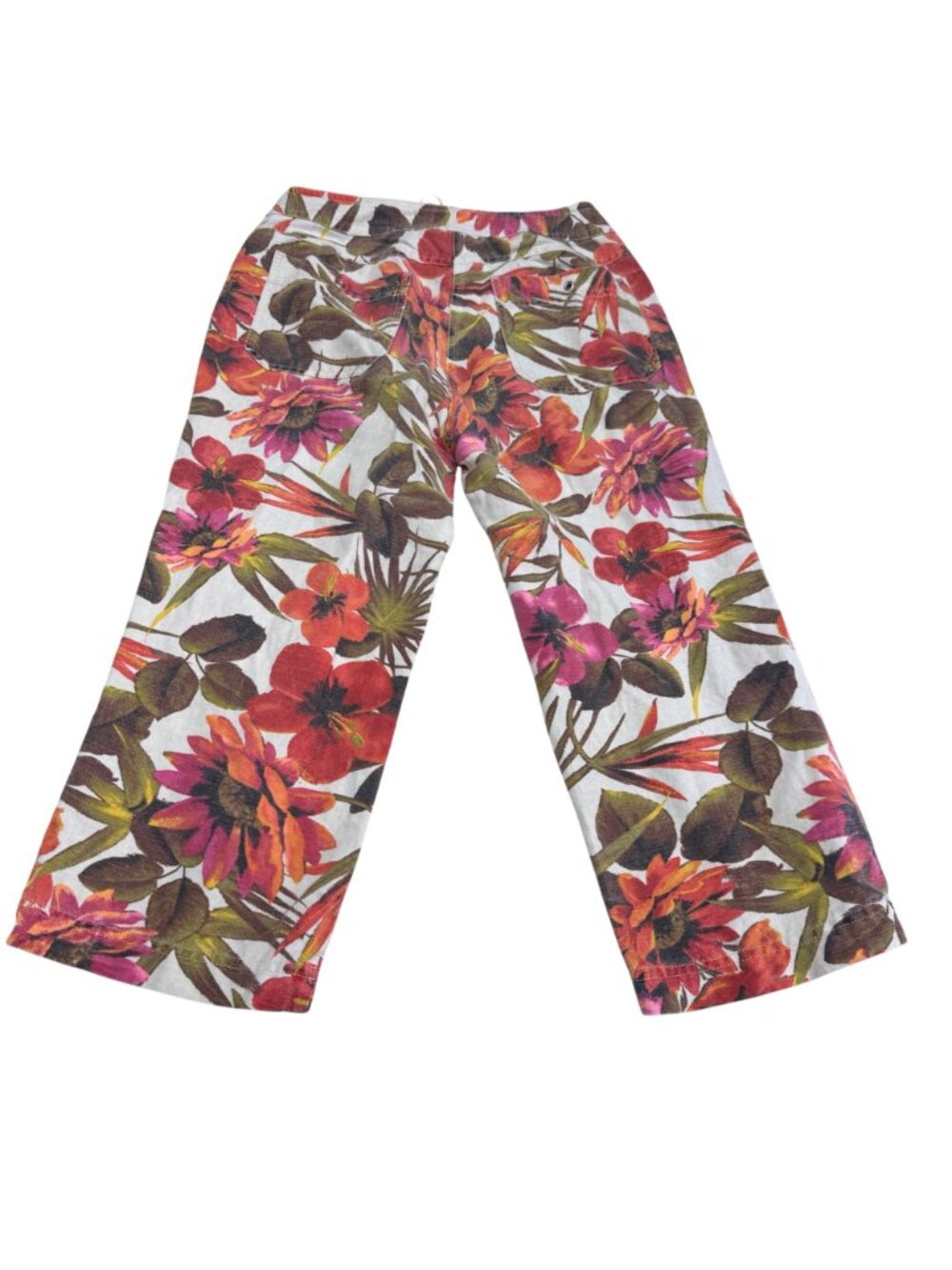 Chico's Women's Tropical Floral Print Linen Blend Cropped Pants, Size 1 /US M - Picture 2 of 10